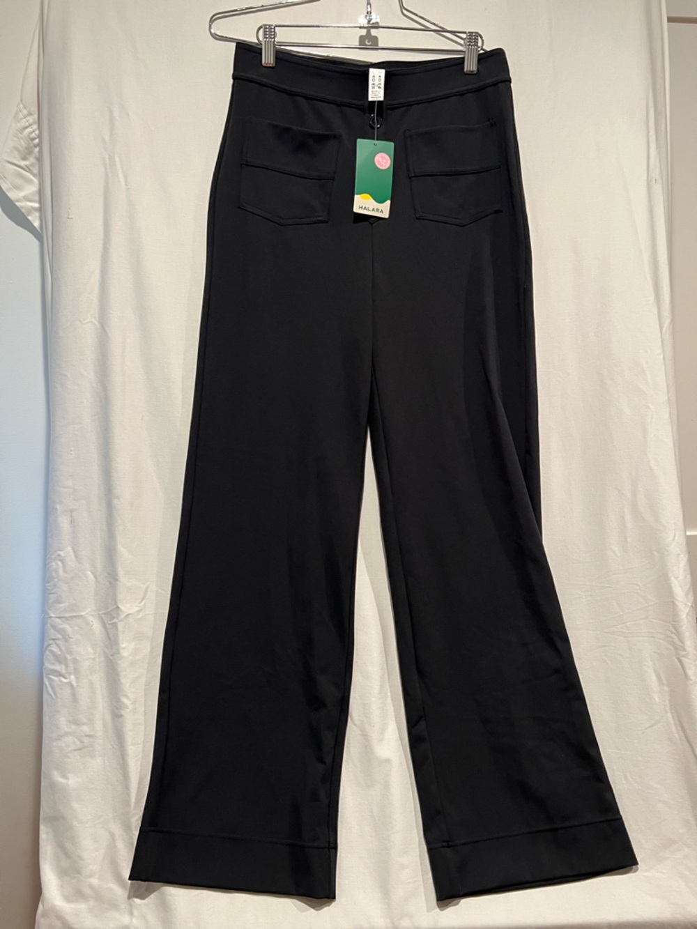 HALARA Black Wide Leg Pants High Rise Pull On Stretch Medium NWT 32 Inseam